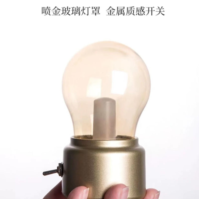 復古燈泡創意小夜燈ins風臥室床頭檯燈充電式酒吧桌氛圍燈