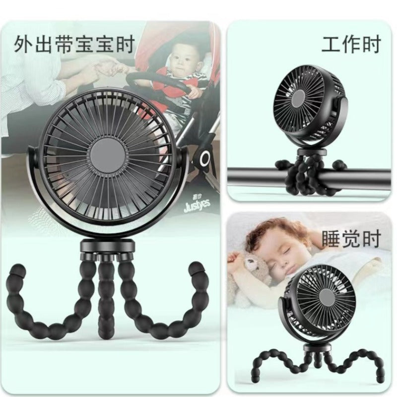 八爪魚風扇USB迷你電風扇嬰兒推車支架風扇車載便攜風扇